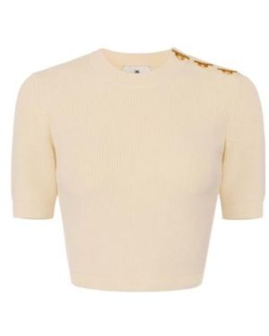 Elisabetta Franchi Ribbed-Knit T-Shirt - White