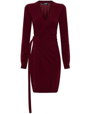 DSquared² V-Neck Tie-Front Dress - Red