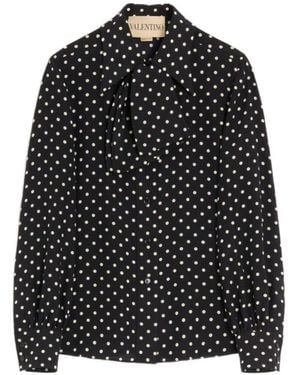 Valentino Polka Dot Printed Button-Up Shirt - Black