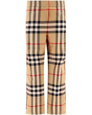 Burberry Cotton Check Pants - Natural