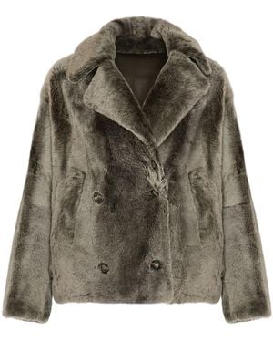 Yves Salomon Shearling Pea Jacket - Green
