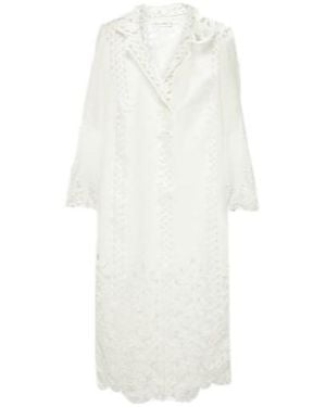 Oscar de la Renta Floral Trellis Guipure Lace-Trimmed Tunic - White