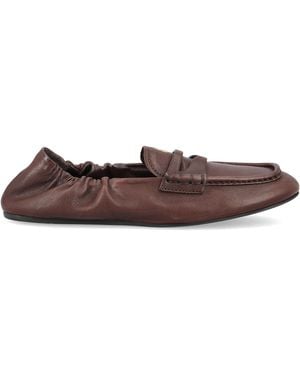 Miu Miu Logo-Embossed Penny Loafers - Brown