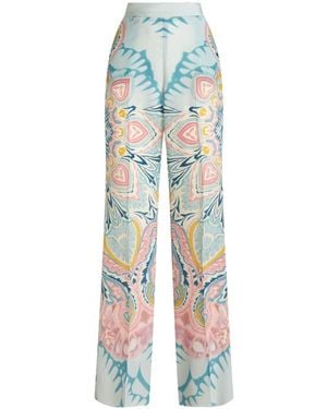 Etro Floral-Pattern Wide-Leg Pants - Blue