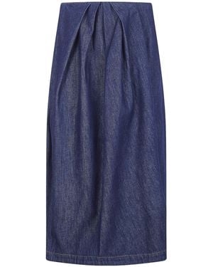 Dries Van Noten 'Sonista' Denim Round Midi Skirt - Blue
