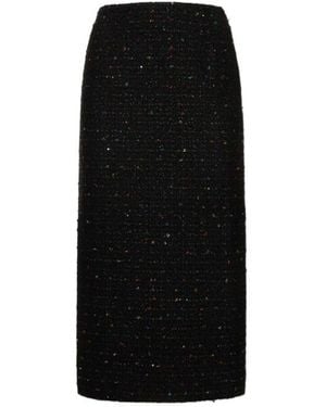 Alessandra Rich Sequined Tweed Midi Skirt - Black