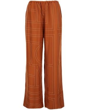 TOTEME Totême Monogram-Patterned Wide-Leg Trousers - Brown