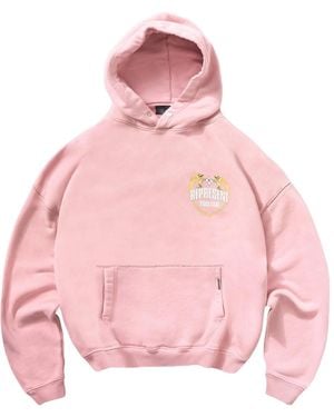Represent Long Sleeved Logo-Embroidered Hoodie - Pink