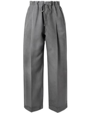 Maison Margiela Pleated Mohair And Wool-Blend Wide-Leg Pants - Gray