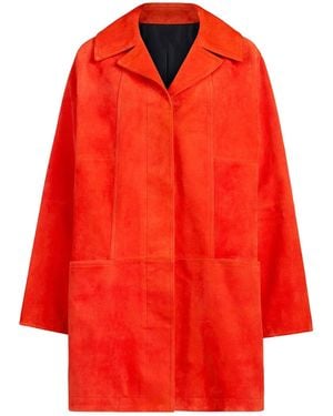 Alaïa A-Line Suede Goatskin Coat - Red