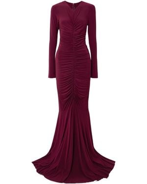 Norma Kamali Ruched Stretch-Jersey Gown - Purple