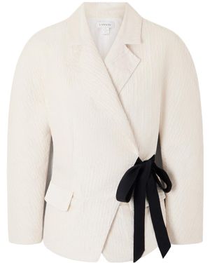 Lanvin Flap-Pocket Tie-Detail Blazer - Natural