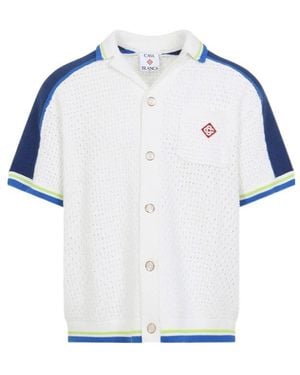 CASABLANCA Crochet Short-Sleeve Shirt - Blue