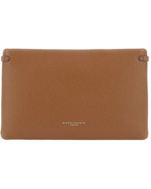 Gianni Chiarini Hermy Grained Leather Clutch Bag - Brown