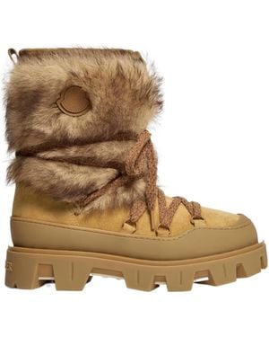 Moncler Peak Après Suede Shearling Boots - Brown