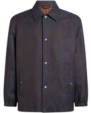 Etro Paisley-Pattern Coach Shirt Jacket - Blue