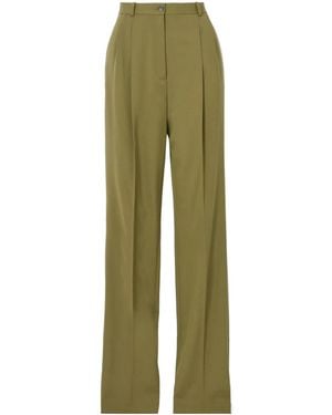 Michael Kors Mika Pleated Wool-Blend Twill Straight-Leg Trousers - Green