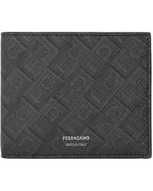 Ferragamo Embossed Bifold Wallet - Gray