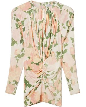 Stella McCartney Peony Print Long-Sleeve Mini Dress - White