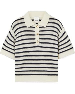 Allude Striped Cropped Knit Top - Grey