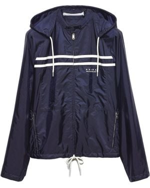 Prada Re-Nylon Zip-Up Hooded Jacket - Blue