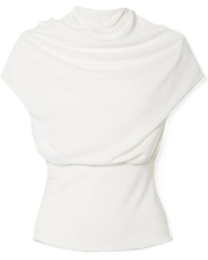 Kallmeyer Draped Stretch-Jersey Top - White