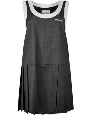 Miu Miu Logo Mini Dress - Black