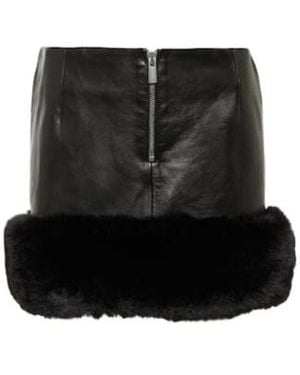 Magda Butrym Faux Fur-Trimmed Leather Mini Skirt - Black