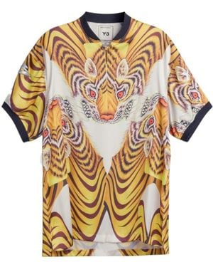 Y-3 Tiger-Print Short-Sleeve Top - Metallic