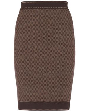 Balmain Mini Monogram Jacquard Skirt - Brown