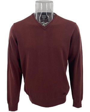 Armani Collezioni V-Neck Knitted Jumper - Red