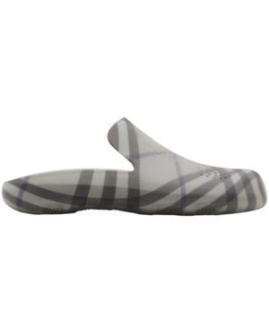 Burberry Stingray Checked Slip-On Slippers - Grey