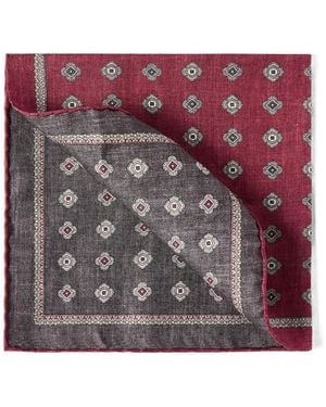 Brunello Cucinelli Silk Pocket Square With Medallion Design - Red