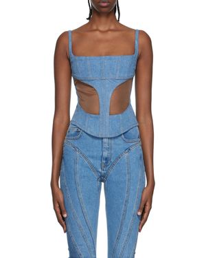 Mugler Front Hollowed-Out Detail Vest - Blue