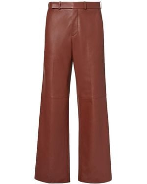 Fendi Pants-Rust-Colored Nappa Leather Trousers