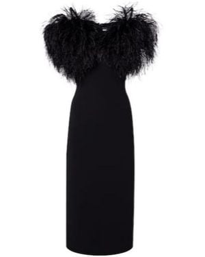 David Koma Feather-Trimmed Cocktail Dress - Black