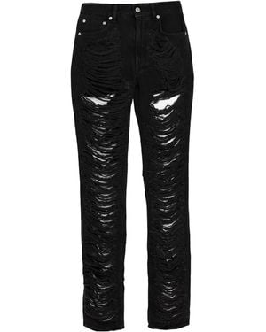 MM6 by Maison Margiela Washed Ripped Slim-Fit Jeans - Black