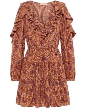 Ulla Johnson Ruffled V-Neck Layered Dress - Multicolor
