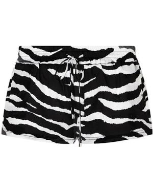 The Attico Zebra-Print Cotton-Voile Shorts - Black
