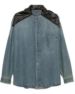 DARKPARK Color-Block Collar Denim Shirt - Blue