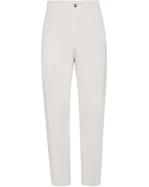 Brunello Cucinelli Utility-Pocket Gabardine Trousers - White