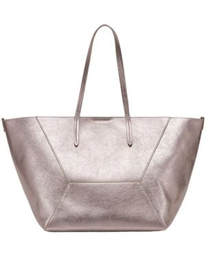 Brunello Cucinelli Logo Pochette Tote Bag - Grey