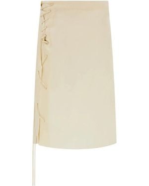 Ferragamo Satin Skirt With String Tie Detail - Natural