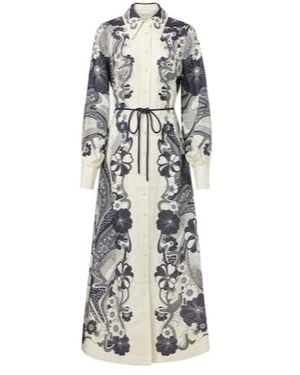 ALÉMAIS Mickey Printed Linen Shirt Dress - White