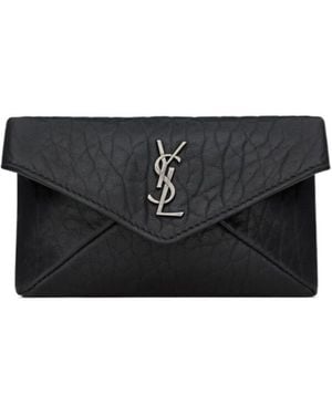 Saint Laurent Cassandre Envelope Card Case - Black