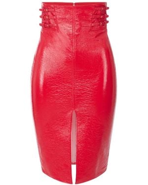 Elisabetta Franchi Strap Detailed Midi Skirt - Red