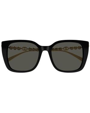 Gucci Eyewear Embellished Square Frame Sunglasses - Black