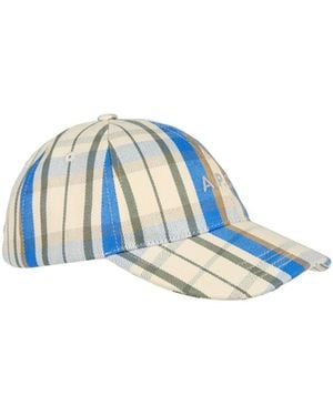 A.P.C. Check-Pattern Logo-Embroidered Baseball Cap - Blue