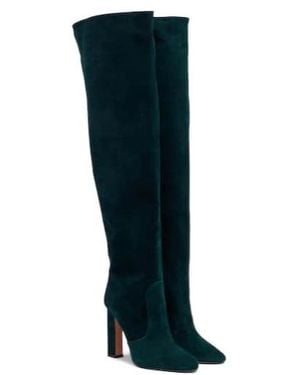 Aquazzura Handmade Suede Tall Boots - Blue