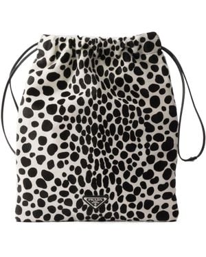 Prada Wish Printed Calf Hair Leather Pouch - Black